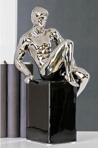 David Sculpture In Silver With Black Base