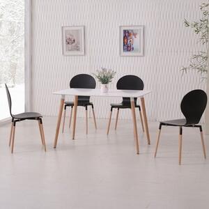 Napoli Dining Table In White Top And 4 Black Dining Chairs