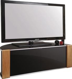 Sanja Medium Corner High Gloss TV Stand In Walnut And Black