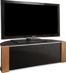 Sanja Small Corner High Gloss TV Stand In Walnut And Black