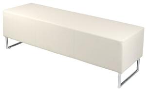 Blockette Bench Seat In Cream Faux Leather With Chrome Legs