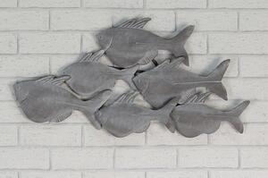 Fished Wall Art In Metal Grey Wiped