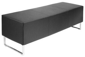 Blockette Bench Seat In Black Faux Leather With Chrome Legs