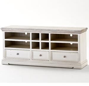 Opal Wooden TV Cabinet In White Pine With Drawers And Shelves