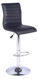 Ripple Faux Leather Bar Stool In Black With Chrome Base