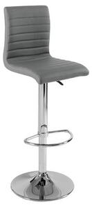 Ripple Faux Leather Bar Stool In Grey With Chrome Base