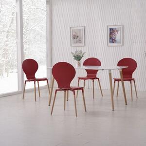 Napoli Dining Table In White Top And 6 Red Dining Chairs