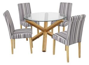 Onich Round Glass Dining Table with 4 Lorenzo Dining Chairs