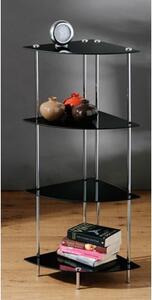 Breta Corner 4 Tier Glass Shelving Unit In Black