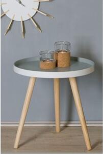 Teatime Round Side Table in Grey With White Border