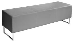 Blockette Bench Seat In Grey Faux Leather With Chrome Legs