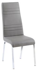 Dora Faux Leather Dining Chair In Grey With Chrome Legs