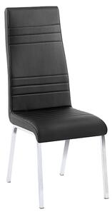 Dora Faux Leather Dining Chair In Black With Chrome Legs