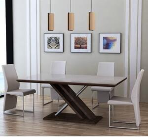 Cubic Dining Table In Beige Glass Top With 4 Crystal Chairs