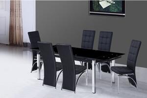 Sarah Extending Black Glass Dining Table 6 Ravenna Black Chairs