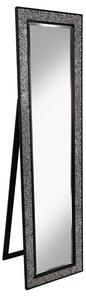 Aliza Floor Standing Cheval Mirror In Black Silver Mosaic Frame