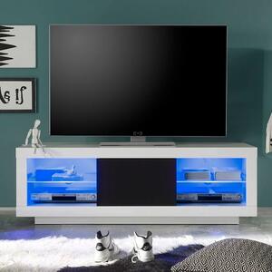 Wales LCD TV Stand In White Gloss Front And Black Trim With LEDs