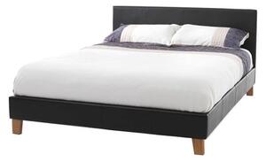 Tivolin Bed In Brown Faux Leather With Wooden Legs