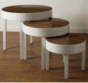 Martos High Gloss Nest of 3 Tables In Oak And White