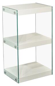 Torino Small Display Stand In Glass With White Gloss Shelves