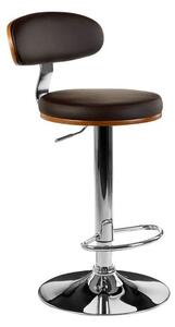 Crofton Round Bar Chair In Brown Leather Seat With Chrome Base