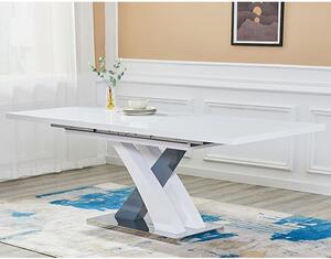 Axara Large Extending Gloss Dining Table In White And Grey