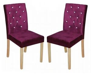 Kilcon Dining Chair In Purple Velvet And Diamante in A Pair