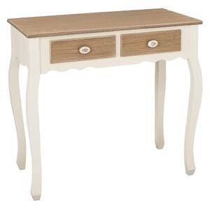 Jedburgh Console Table In Distressed Wooden Top And Cream Legs