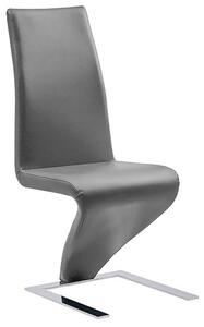 Demi Z Faux Leather Dining Chair In Grey With Chrome Feet