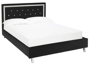 Crystallex Faux Leather Double Bed In Black