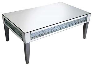 Rosalie Coffee Table In Silver With Mirrored Glass and Crystals