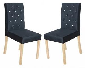 Kilcon Dining Chair In Black Velvet And Diamante in A Pair