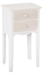 Juliet Wooden Bedside Table With 2 Drawer In White And Cream