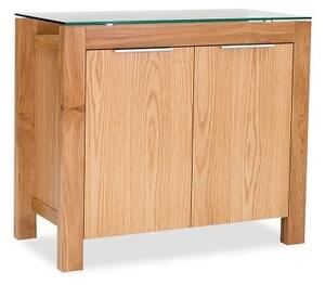 Tribe Sideboard In Clear Glass Top With Solid White Oak