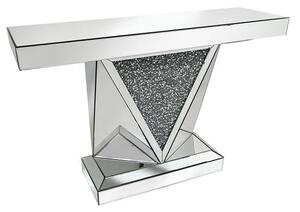 Silath Mirror Console Table In Silver With Glass Crystals