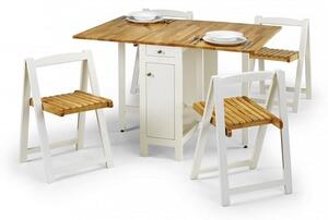 Saidi Natural And White Dining Table With 4 Folding Chairs