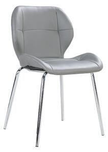 Darcy Faux Leather Dining Chair In Grey With Chrome Legs