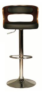 Alston Bar Stool In Walnut And Black PU With Chrome Base