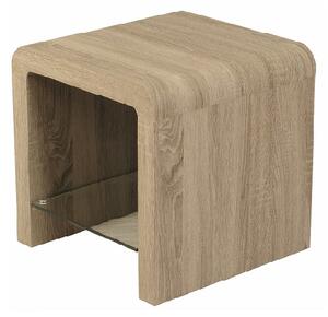 Cannock End Table Square In Havana Oak With Glass Shelf