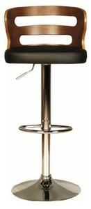 Dupont Bar Stool In Black PU And Walnut With Chrome Plated Base