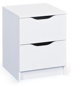 Crick Contemporary Bedside Cabinet In White With 2 Drawers