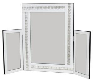 Elena Dressing Table Mirror In White With Acrylic Crystal Detail