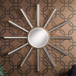 Roland Starburst Wall Mirror In Bright Gold With Mirrored Panels