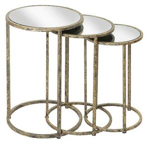 Aachen Mirrored Top Nesting Tables In Metal Frame