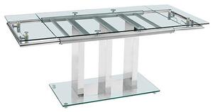 Rihanna Extending Clear Glass Dining Table With Chrome Supports