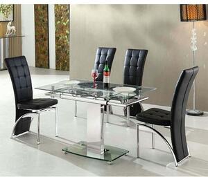 Enke Extending Glass Dining Table With 4 Ravenna Black Chairs