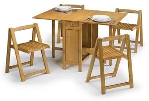 Eimear Dining Set In Natural Oak With 4 Folding Chairs