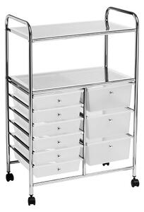 Milton Trolley In Chrome And Plastic With 9 Drawers And 2 Shelf