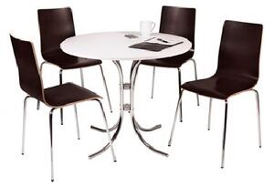 Norley 4 Seater Bistro Set In White And Wenge With Chrome Frame