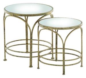 Nathan Mirrored Top 2 Nesting Tables Round In Metal Frame